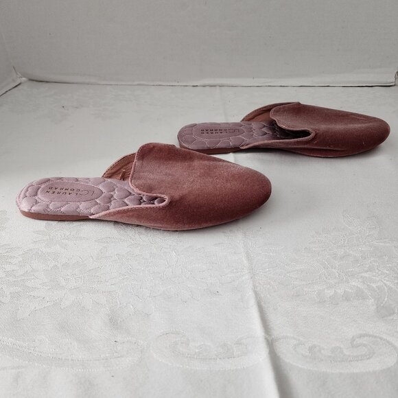 Size M 7/8 LC Lauren Conrad Pink Velour Slippers New No Tags No Box - Picture 3 of 8